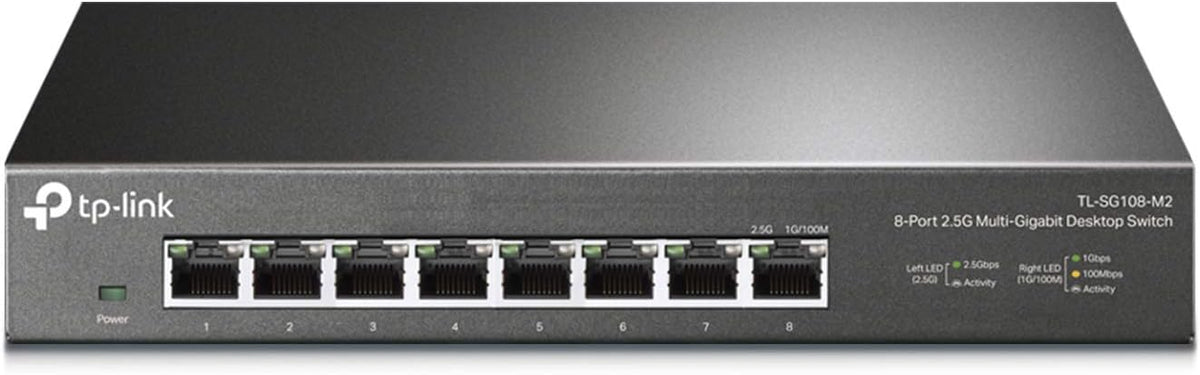 TP-Link TL-SG108-M2 | 8 Port Multi-Gigabit Unmanaged Network Switch, Ethernet Splitter | 2.5G Bandwidth | Plug & Play | Desktop/Wall-Mount | Fanless Metal Design | Limited Lifetime Protection