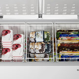 Freezer Wire Baskets, Kitchen Storage Organizer Bins for Chest and Upright Freezer, Refrigerator Dividers Containers with Handles – Pearl White (3)