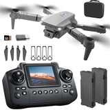 E88 Drone with Screen Controller with SD card, Foldable Mini Drone for Beginners, 2 Batteries, 360?? Flips Waypoint Fly, Active Obstacle Avoidance, One Key Take Off/Landing. (2 batteries – Black)