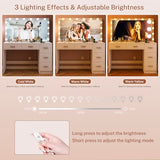 Makeup Vanity Desk with Mirror, 10 Lights, 5 Drawers, 3 Storage Shelves, 3 Color Modes & Adjustable Brightness Dressing Table, 35.4?? Desk, Black