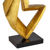 Possini Euro Design Zeus Mid Century Modern Glam Luxury Table Lamp 28.5 Tall Sculptural Gold Leaf Metal Black Fabric Tapered Drum Shade Decor for Living Room Bedroom House Bedside Nightstand Home