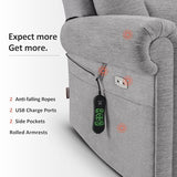 MCombo Triple Motor Power Lift Recliner Chair with Massage and Lumbar&seat Heating, Rolled Arms, Adjustable Headrest for Elderly People, Fabric 7888 (Coffee, Medium)