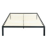 PrimaSleep 18 Inch Tall Heavy Duty Steel Slat Bed Frame/Anti-Slip Support/Easy Assembly Mattress Foundation/No Noise/No Box Spring Needed/Full/Black