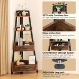 Elsie&Mi 55.1 Inch Tall Corner Shelf, 4-Tire 2 Drawers Corner Cabinet, Storage Rack for Living Room, Office, Kitchen, Basement, Bedroom, Rustic Brown