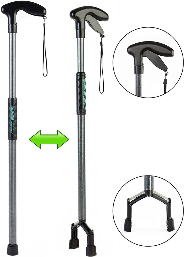 Handy Cane All-in-One Walking Aid with Built-In Reacher Grabber-Small