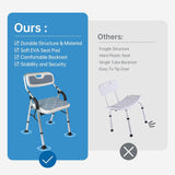 Shower Chair for Elderly & Disabled, Folding Shower Chair Seat with Arm and Back, Inside Shower Chair, Foldable Bathroom Chairs for Sitting, Portable for Travel – Collapsible, Compact & Comfortable