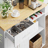Shintenchi Kitchen Island Cart with Storage,Rolling Side Table on Wheels with Large Worktop, Cabinet,Towel Rack and Drawers for Kitchen,Dinning Room, White