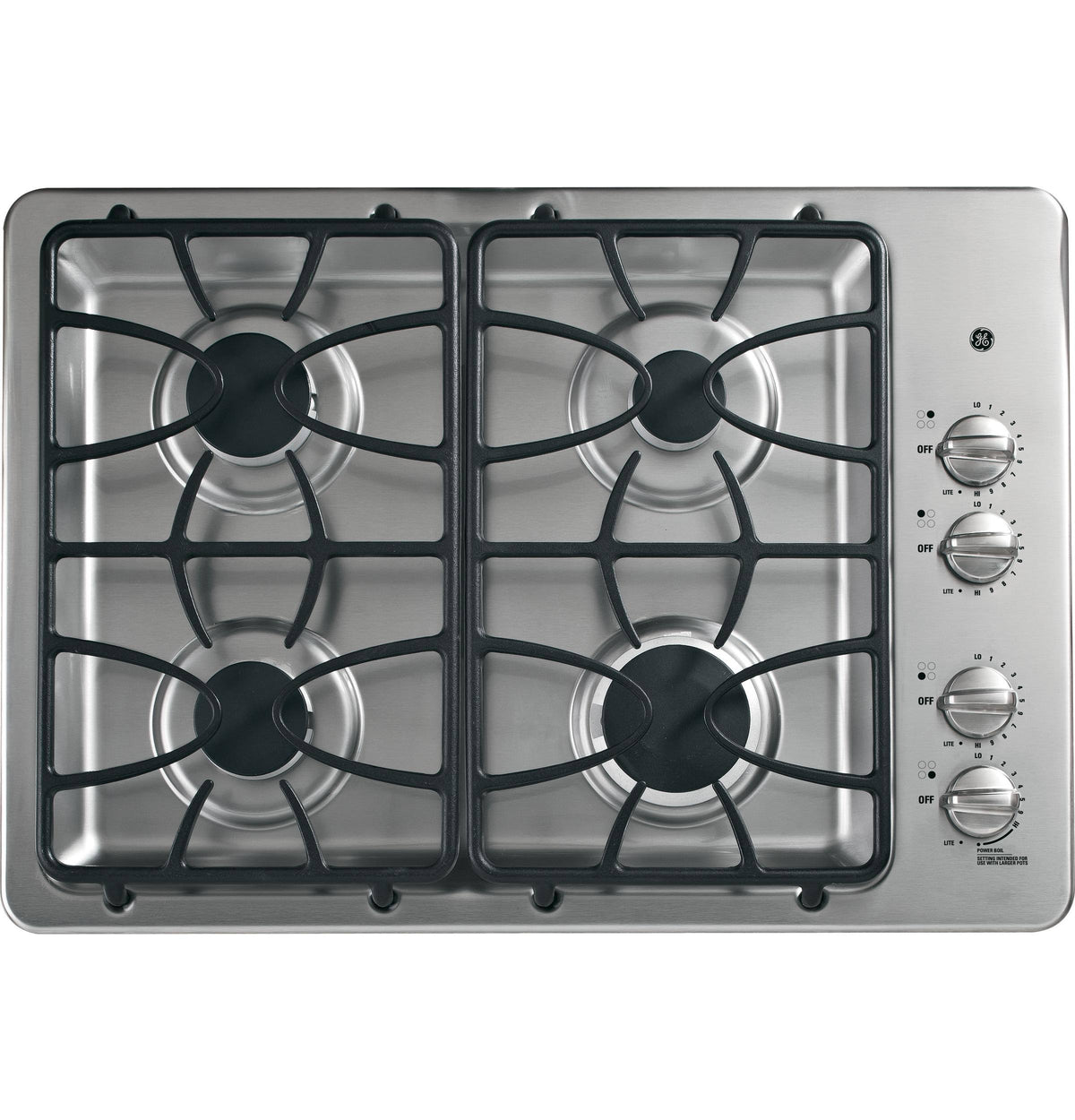 JGP333SETSS GE 30×22 Built-in Gas Cooktop – Stainless Steel