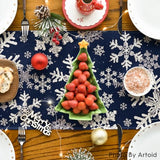 Artoid Mode Navy Blue Snowflakes Christmas Table Runner, Seasonal Winter Holiday Kitchen Dining Table Decoration for Home Party Decor 13×72 Inch