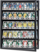 35 Graded Sports Card Display Case – Baseball Card Display Frame with UV Protection Clear View Lockable Wall Cabinet for Basketball Collectible Trading Card Black Finish