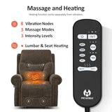 MCombo Triple Motor Power Lift Recliner Chair with Massage and Lumbar&seat Heating, Rolled Arms, Adjustable Headrest for Elderly People, Fabric 7888 (Coffee, Medium)