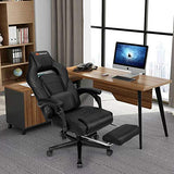Goplus Massage Gaming Chair, Reclining Backrest, Seat Height Adjustment Racing Computer Office Chair with Footrest, Ergonomic High Back PU Swivel Game Chair (White)