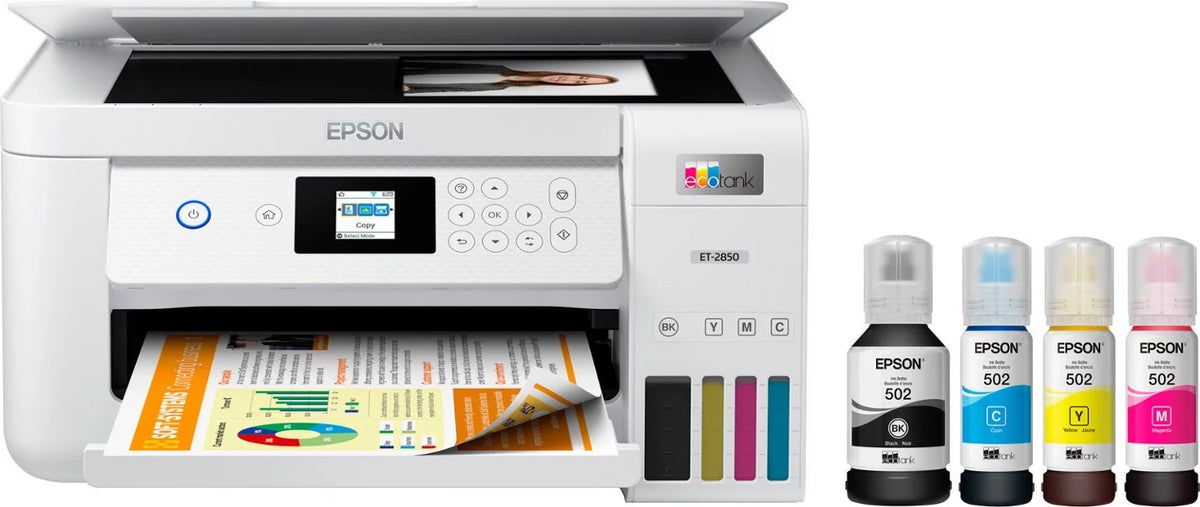 Epson EcoTank ET-2850 All-in-One Supertank Inkjet Printer – White (C11CJ63202)