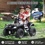 ELEMARA 2 Seater Kids ATV, 4 Wheeler Quad Electric Vehicle with 10AH Battery, 4mph Max Speed, 2 Charging Ports, LED Headlights, Music, Radio, 12V Battery Powered Ride on Car for Boys & Girls, Green