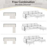 Soges U-Shaped Sectional Sofa with Ottoman, Convertible Couch for Living Room, 5 Seater Sofa, Gray, 110×54