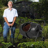 Costway 50 Gallon Wheeled Compost Tumbler Garden Waste Bin