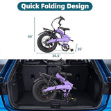Folding Electric Bike for Adults, 20??3.0 Fat Tire Electric Bicycle, 374.4Wh Battery Ebike, 20MPH Electric Cargo Bike with LCD Color Display & 6 Speed Gears (Fits for 5’0+)