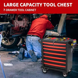 Rolling Tool Chest, Metal Tool Box with 5 Drawers, Lockable Garage Storage Cabinets Sliding Tool Drawer Cart on Wheels Toolbox Organization Workbench for Workshop Warehouse Repair Shop