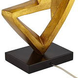 Possini Euro Design Zeus Mid Century Modern Glam Luxury Table Lamp 28.5 Tall Sculptural Gold Leaf Metal Black Fabric Tapered Drum Shade Decor for Living Room Bedroom House Bedside Nightstand Home