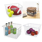 Freezer Wire Baskets, Kitchen Storage Organizer Bins for Chest and Upright Freezer, Refrigerator Dividers Containers with Handles – Pearl White (3)