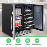 Tittla 30 Inch Wine Fridge, Dual Zone Wine and Beverage Refrigerator with 33 Bottle and 80 Can Wine Cooler Under Counter Freestanding