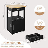 Shintenchi Kitchen Island Cart with Storage,Rolling Side Table on Wheels with Large Worktop, Cabinet,Towel Rack and Drawers for Kitchen,Dinning Room, White