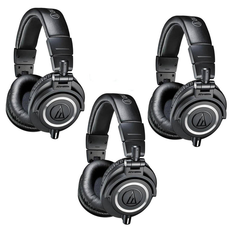 Audio-Technica ATH-M50x Professional Monitor Headphones, Black, 3 Pack