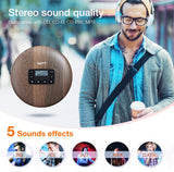 HOTT CD611 Portable CD Player for Home Travel and Car with Stereo Headphones, Anti-Shock ,Wood Grain
