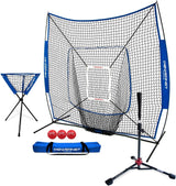 PowerNet 7×7 DLX Practice Net + Deluxe Tee + Ball Caddy + Weighted Balls + Strike Zone Bundle | Baseball Softball Training Equipment