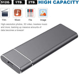 External Hard Drive Compatible for Mac, PC, Desktop, Laptop, Portable 2TB External Hard Drive, Ultra Slim Hard Drive, YSYDYPBB-05 (2TB, C-Black)