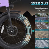Folding Electric Bike for Adults, 20??3.0 Fat Tire Electric Bicycle, 374.4Wh Battery Ebike, 20MPH Electric Cargo Bike with LCD Color Display & 6 Speed Gears (Fits for 5’0+)
