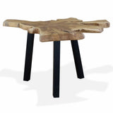 Dcenta Coffee Table, Genuine Teak Tabletop Wood Sofa and Couch End Side Table with Steel Legs for Living Room, Home Furniture 31.4 x 27.5 x 14.9 Inches (L x W x H)