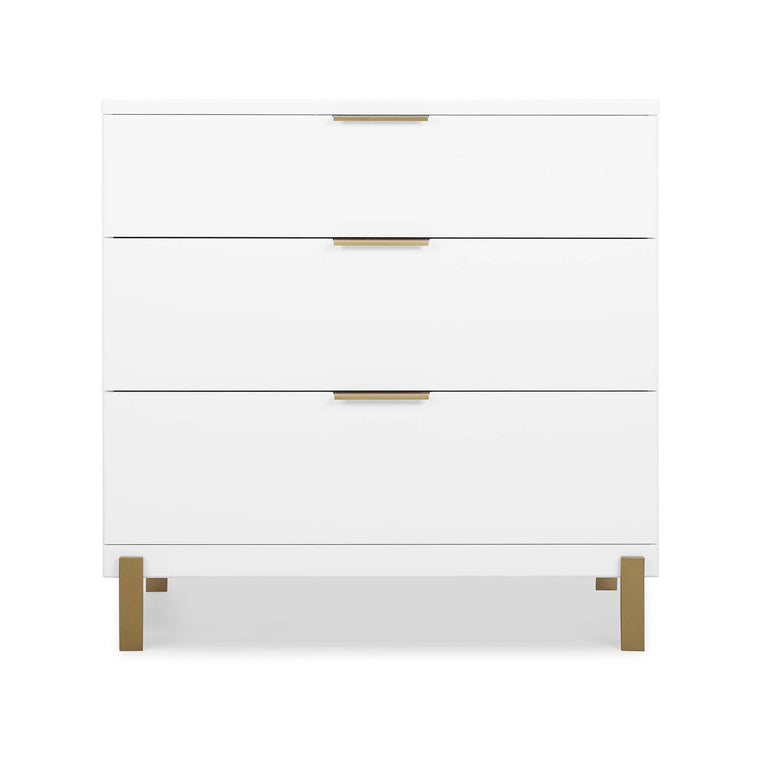 Delta Children Hendrix 3 Drawer Dresser in Bianca White/Bronze