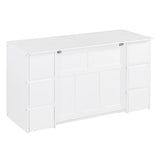 Twin Size Murphy Beds with Charging Station and Storage Drawers, Wood Cabinet Bed Frame, Wall Bed with Outlet & USB Ports for Home Office Studio, White
