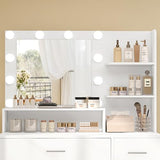 Makeup Vanity Desk with Mirror, 10 Lights, 5 Drawers, 3 Storage Shelves, 3 Color Modes & Adjustable Brightness Dressing Table, 35.4?? Desk, Black