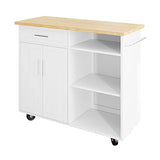 Shintenchi Kitchen Island Cart with Storage,Rolling Side Table on Wheels with Large Worktop, Cabinet,Towel Rack and Drawers for Kitchen,Dinning Room, White