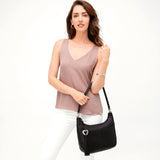Brighton Barbados Ziptop Hobo -Black