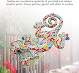 Lizard Wall Art Statue,Resin Gecko Wall Art Figurine Mexican Outdoor Reptile Wall Decor Lizard Wall Sculptures Statues for Farmhouse Porch Patio Lawn Fence (LM9001A-1)