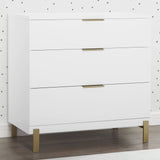 Delta Children Hendrix 3 Drawer Dresser in Bianca White/Bronze