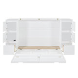 Twin Size Murphy Beds with Charging Station and Storage Drawers, Wood Cabinet Bed Frame, Wall Bed with Outlet & USB Ports for Home Office Studio, White