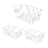 Freezer Wire Baskets, Kitchen Storage Organizer Bins for Chest and Upright Freezer, Refrigerator Dividers Containers with Handles – Pearl White (3)