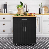 Shintenchi Kitchen Island Cart with Storage,Rolling Side Table on Wheels with Large Worktop, Cabinet,Towel Rack and Drawers for Kitchen,Dinning Room, White