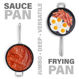 Granitestone Jumbo Cooker with Lid, Nonstick Triple Coated Surface, Family Sized Open Skillet with Stainless Steel Stay Cool & Helper Handle, Oven and Dishwasher Safe