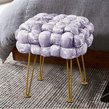 Retro Green Soft Upholstered Ottoman Entryway Bench Seat 16x16x16 Sturdy Accent Coffee Table for Living Room Make Up Vanity Fluffy Shoe Stool with Golden Legs for Bedroom C