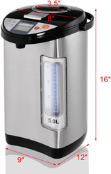 Costway Instant Electric Hot Water Boiler and Warmer, 5-Liter LCD Water Pot with 5 Stage Temperature Settings, Safety Lock to Prevent Spillage, Stainless Steel Hot Water Dispenser