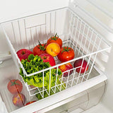 Freezer Wire Baskets, Kitchen Storage Organizer Bins for Chest and Upright Freezer, Refrigerator Dividers Containers with Handles – Pearl White (3)