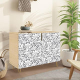 Mid Century Sideboard Buffet Kitchen Storage Cabinet with 2 Doors Ornate Seamless Border Eastern Style Light Beige for Ornamental Cupboard Console Table Bar Cabinet for Dining Room Hallway