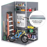 DWVO 5x3ft Resin Outdoor Storage Shed with Floor, Waterproof Lockable Storage Shed with Window, Plastic Outside Tool Storage for Garden, Backyard, Patio, Lawn, Gray