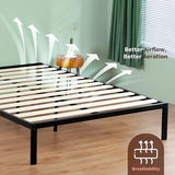 PrimaSleep 18 Inch Tall Heavy Duty Steel Slat Bed Frame/Anti-Slip Support/Easy Assembly Mattress Foundation/No Noise/No Box Spring Needed/Full/Black