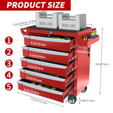Rolling Tool Chest, Metal Tool Box with 5 Drawers, Lockable Garage Storage Cabinets Sliding Tool Drawer Cart on Wheels Toolbox Organization Workbench for Workshop Warehouse Repair Shop